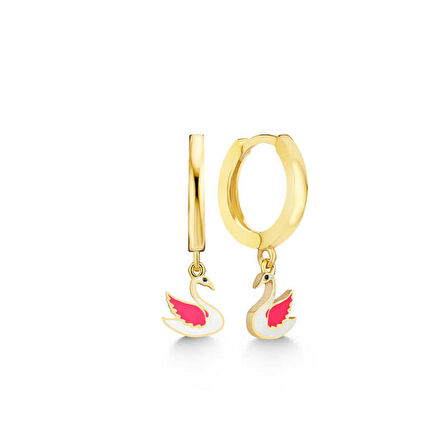 STİLLOVE Gümüş Gold Kuğu Sallantılı Kadın Küpe