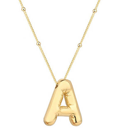 STİLLOVE Gümüş Gold Balon A Harfi Kadın Kolye