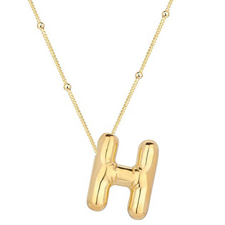 STİLLOVE Gümüş Gold Balon H Harfi Kadın Kolye