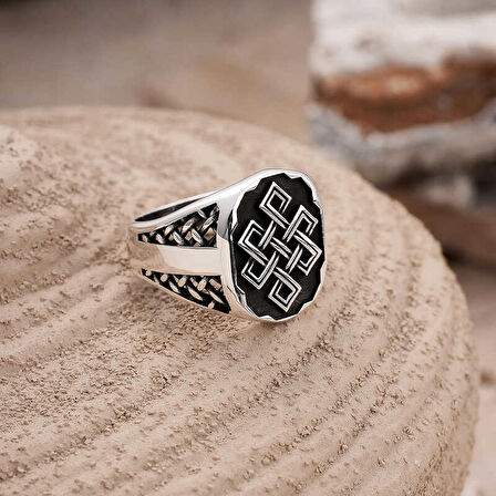 STİLLOVE Gümüş Desenli Erkek Yüzük