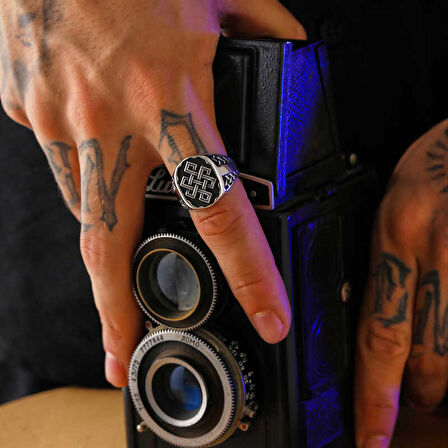 STİLLOVE Gümüş Desenli Erkek Yüzük