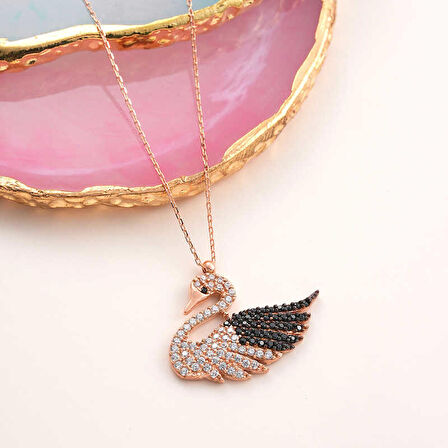 STİLLOVE Gümüş Rose Kuğu Kadın Kolye