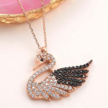 STİLLOVE Gümüş Rose Kuğu Kadın Kolye