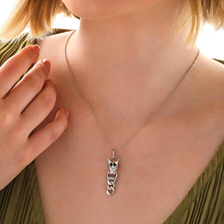 STİLLOVE ​Gümüş Kaplan Figürlü Kadın Kolye