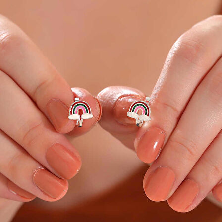 STİLLOVE Gümüş Gökkuşağı Çocuk Küpe