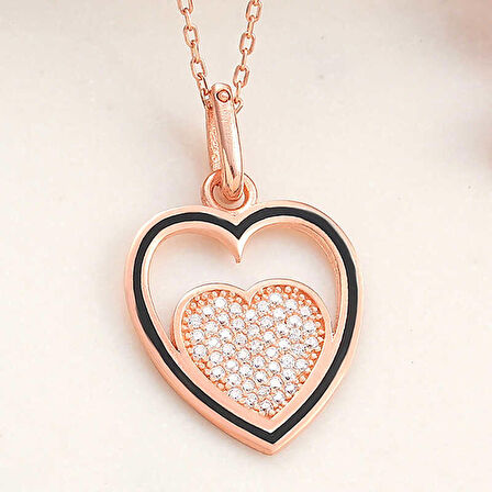 STİLLOVE Gümüş Rose Kalp Kadın Kolye