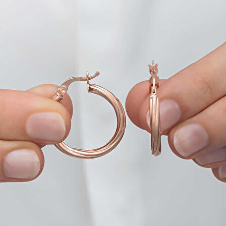STİLLOVE Gümüş Rose 3 mm Burgu Şarnel Küpe