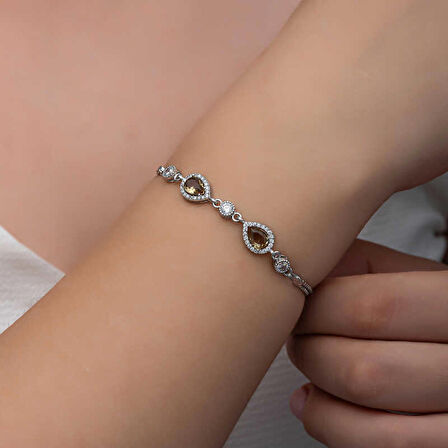 STİLLOVE ​Gümüş Damla Zultanit Taşlı Kadın Bileklik