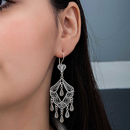 STİLLOVE Gümüş Telkari Sallantılı Kadın Küpe