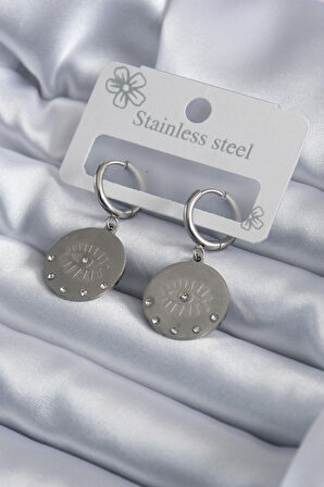 STİLLOVE 316L Çelik Gümüş Renk Göz İşleme Zirkon Taş Detay Kadın Küpe