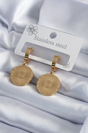 STİLLOVE 316L Çelik Gold Renk İşleme Detay Kadın Küpe