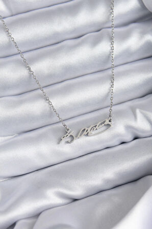 STİLLOVE 316L Çelik Zincir Gümüş Renk Atatürk İmza Figür Kadın Kolye