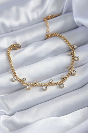 STİLLOVE 316L Çelik Gold Renk Burgu Zincir Model Kadın Bileklik