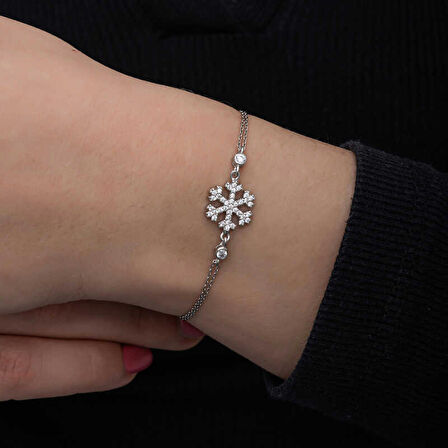 STİLLOVE Gümüş Kar Tanesi Kadın Bileklik