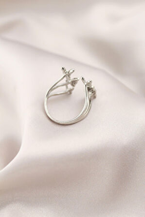 STİLLOVE Gümüş Renk Metal Kelebek Model Kadın Yüzük