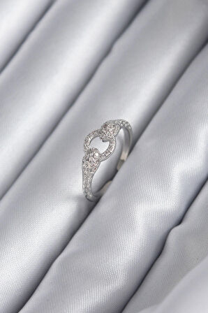 STİLLOVE Pirinç Gümüş Renk Zirkon Taşlı Yılan Model Kadın Yüzük