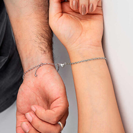 STİLLOVE Gümüş Rodyum Çift Kalpli Aşk Bileklik
