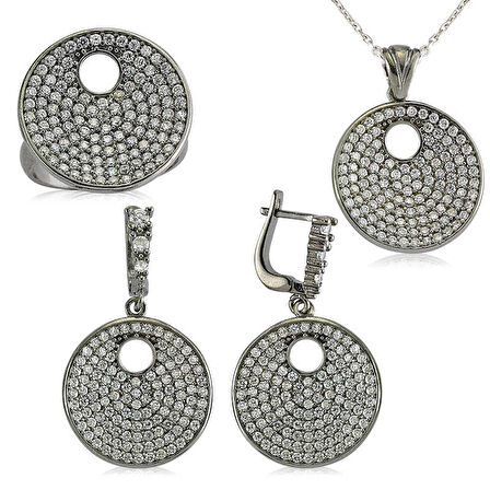 STİLLOVE Gümüş Zirkon Taşlı Yuvarlak Bayan Set