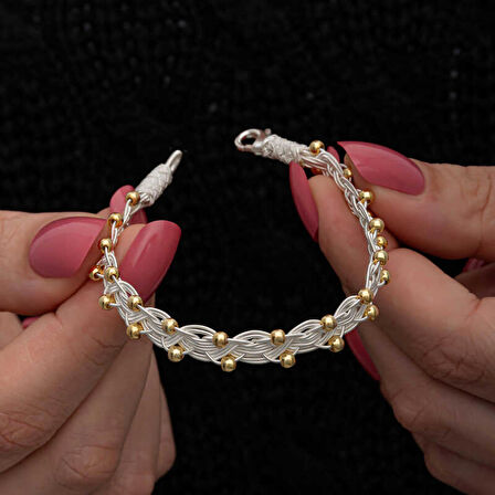 STİLLOVE Gümüş Kazaziye Örgü Bileklik