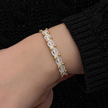 STİLLOVE Gümüş Kazaziye Örgü Bileklik