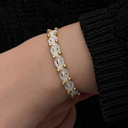 STİLLOVE Gümüş Kazaziye Örgü Bileklik