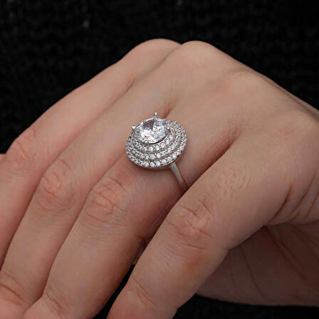 STİLLOVE Gümüş 3 Sıra Taşlı Anturaj Kadın Yüzük