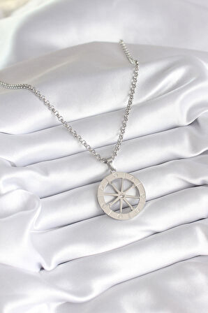 STİLLOVE 316L Çelik Gümüş Renk Zirkon Taşlı Rüya Kapanı Model İşeme Detay Kadın Kolye