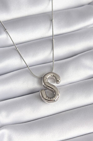 STİLLOVE 316L Çelik Gümüş Renk Bubble "S" Harf Model Kadın Kolye