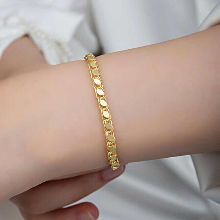 STİLLOVE Gümüş Gold Pullu Zincir Kadın Bileklik