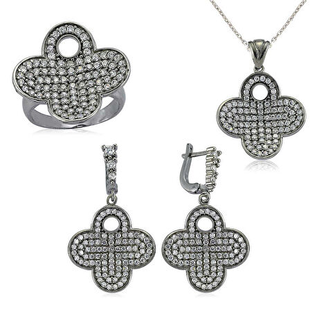 STİLLOVE Gümüş Çiçek Bayan Set