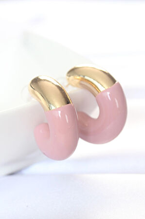 STİLLOVE CCB Gül Kurusu Gold Çift Renk Küpe
