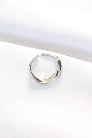 STİLLOVE Yassı Silver Renk Ayarlanabilir Yüzük