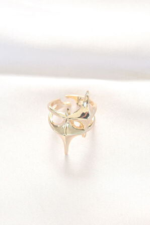 STİLLOVE Yıldız Model Gold Renk Ayarlanabilir Yüzük