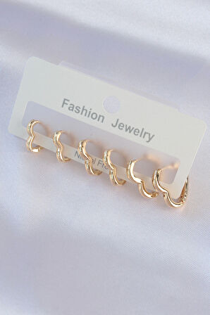 STİLLOVE Pirinç Gold Renk Kalp Model Küpe Seti