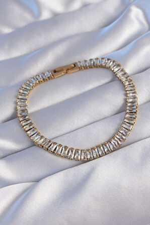 STİLLOVE 316L Çelik Gold Renk Su Yolu Tasarımlı Bileklik