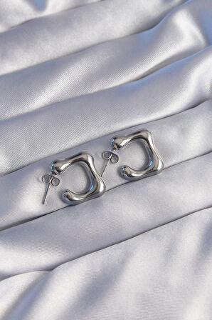 STİLLOVE 316L Çelik Gümüş Renk Minimal Bubble Küpe