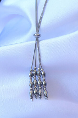 STİLLOVE 316L Çelik Gümüş Renk Boyu Ayarlanabilir Sallantılı Model Kolye