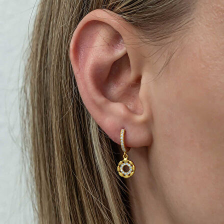 STİLLOVE Gümüş Sallantılı Gold Halka Kadın Küpe