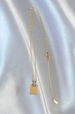 STİLLOVE 316L Çelik Zincir Gold Renk Zirkon Taşlı Aşk Mektubu Kolye