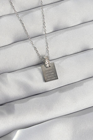 STİLLOVE 316L Çelik Zincir Gümüş Renk Zirkon Taşlı Aşk Mektubu Kolye