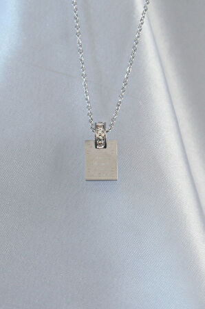 STİLLOVE 316L Çelik Zincir Gümüş Renk Zirkon Taşlı Aşk Mektubu Kolye