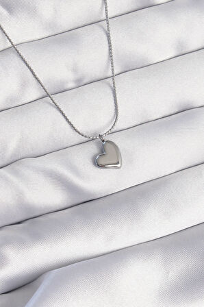STİLLOVE 316L Çelik Gümüş Renk Minimal Kalp Tasarımlı Kolye