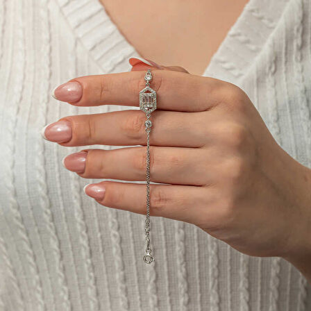 STİLLOVE Gümüş Altıgen Baget Taşlı Kadın Bileklik