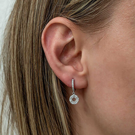 STİLLOVE Gümüş Geometrik Desenli Kadın Küpe