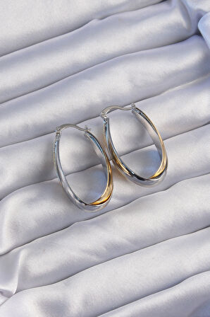 STİLLOVE Pirinç Gold Gümüş Renkli Uzun Kıvrımlı Küpe