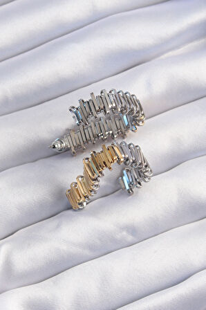 STİLLOVE Pirinç Gold Gümüş Renkli Tırtıklı Kalp Küpe