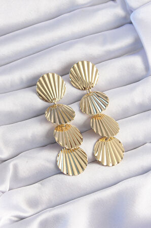 STİLLOVE Pirinç Gold Renk Deniz Kabuğu Model Sallantılı Küpe