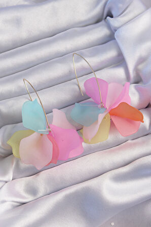 STİLLOVE Pirinç Karışık Renkli Flora Küpe