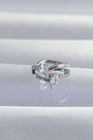 STİLLOVE Pirinç Gümüş Renk Zirkon Taşlı Damla Earcuff Küpe