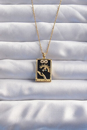 STİLLOVE 316L Çelik Zincir Gold Renk Sonsuzluk Detay Zirkon Taşlı Tarot Kolye